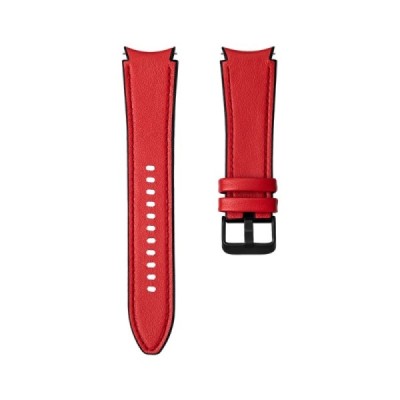 Leather išmaniojo laikrodžio (Samsung Galaxy Watch 4 / 4 Classic) odinė raudona apyrankė | Priedai.lt