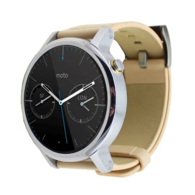 Deluxe išmaniojo laikrodžio Motorola Moto 360 odinė smėlio spalvos apyrankė | Priedai.lt