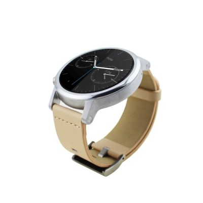 Deluxe išmaniojo laikrodžio Motorola Moto 360 odinė smėlio spalvos apyrankė | Priedai.lt