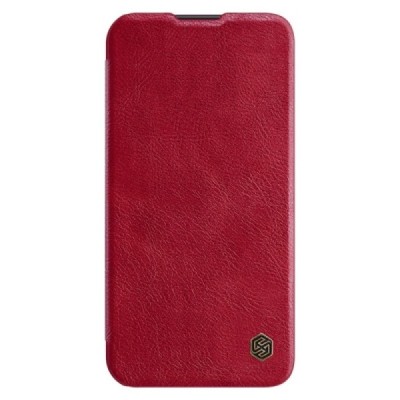 Samsung Galaxy S23 (SM-S911) prabangus Nillkin Qin Pro serijos raudonas odinis atverčiamas dėklas - knygutė | Priedai.lt