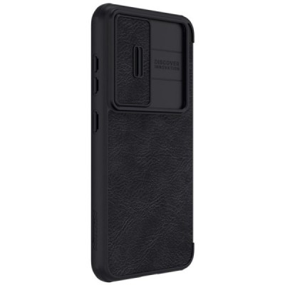 Samsung Galaxy S23+ (SM-S916) prabangus Nillkin Qin Pro serijos juodas odinis atverčiamas dėklas - knygutė | Priedai.lt