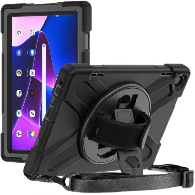 Lenovo Tab M10 10.1" Gen 3 (TB-328XU, TB-328FU) sustiprintos apsaugos (360°) juodas dėklas - nugarėlė | Priedai.lt