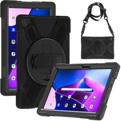 Lenovo Tab M10 10.1" Gen 3 (TB-328XU, TB-328FU) sustiprintos apsaugos (360°) juodas dėklas - nugarėlė | Priedai.lt