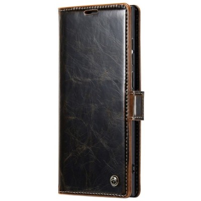 Samsung Galaxy S23 Ultra (SM-S918) „CaseMe“ Leather solidus atverčiamas rudas odinis dėklas - knygutė | Priedai.lt