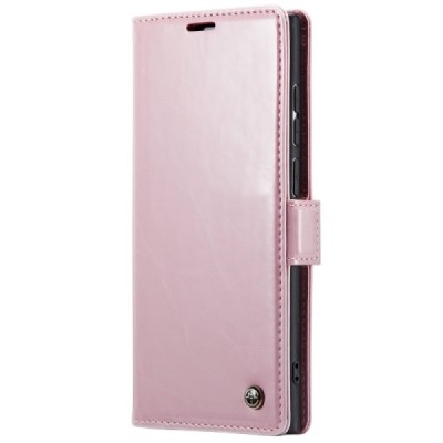 Samsung Galaxy S23 Ultra (SM-S918) „CaseMe“ Leather solidus atverčiamas rožinis odinis dėklas - knygutė | Priedai.lt