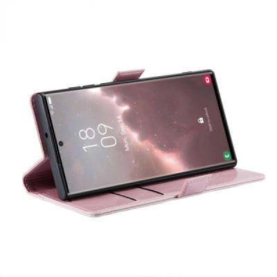 Samsung Galaxy S23 Ultra (SM-S918) „CaseMe“ Leather solidus atverčiamas rožinis odinis dėklas - knygutė | Priedai.lt