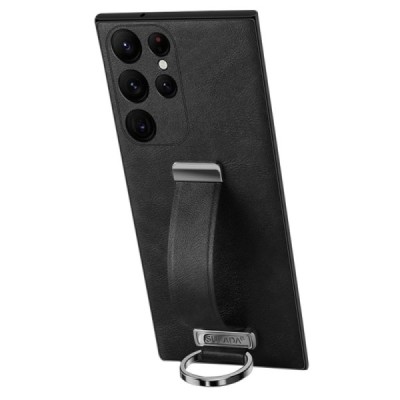 „Sulada“ Leather Kickstand Samsung Galaxy S23 Ultra (SM-S918) juodas odinis dėklas - nugarėlė | Priedai.lt