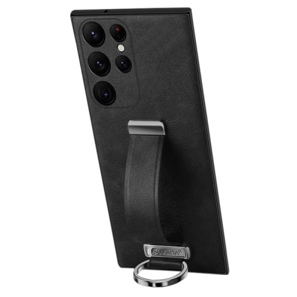„Sulada“ Leather Kickstand dėklas - juodas (Galaxy S23 Ultra)