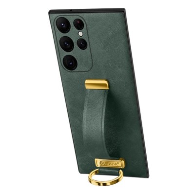 „Sulada“ Leather Kickstand Samsung Galaxy S23 Ultra (SM-S918) žalias odinis dėklas - nugarėlė | Priedai.lt