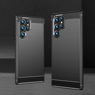 Samsung Galaxy S23 Ultra (SM-S918) „Carbon“ kieto silikono TPU juodas dėklas - nugarėlė | Priedai.lt