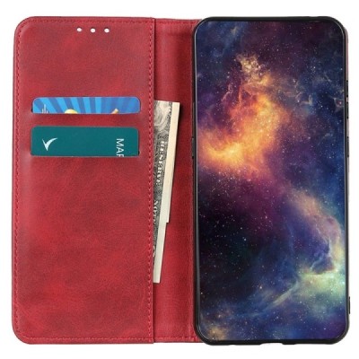 Asus Zenfone 9 (AI2202) „Split“ raudonas odinis atverčiamas dėklas - knygutė | Priedai.lt