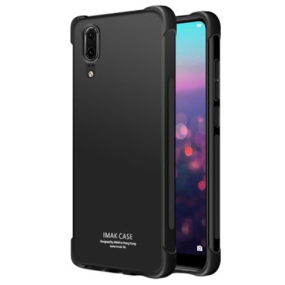 Huawei P20 Imak Silky sustiprintos apsaugos kieto silikono TPU juodas dėklas - nugarėlė + apsauginė ekrano plėvelė | Priedai.lt