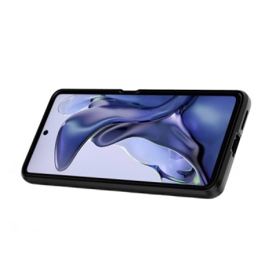 Sustiprintos apsaugos „Kickstand“ Xiaomi 11T (11T Pro) juodas kieto silikono (TPU) ir plastiko dėklas | Priedai.lt