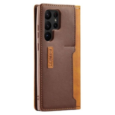 „Lc.Imeeke“ Samsung Galaxy S23 Ultra (SM-S918) rudas odinis atverčiamas dėklas | Priedai.lt