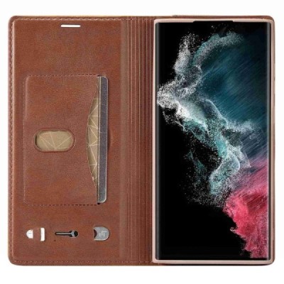 „Lc.Imeeke“ Samsung Galaxy S23 Ultra (SM-S918) rudas odinis atverčiamas dėklas | Priedai.lt
