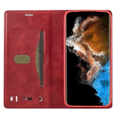 „Lc.Imeeke“ Samsung Galaxy S23 (SM-S911) raudonas odinis atverčiamas dėklas | Priedai.lt