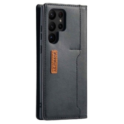 „Lc.Imeeke“ Samsung Galaxy S23 Ultra (SM-S918) juodas odinis atverčiamas dėklas | Priedai.lt
