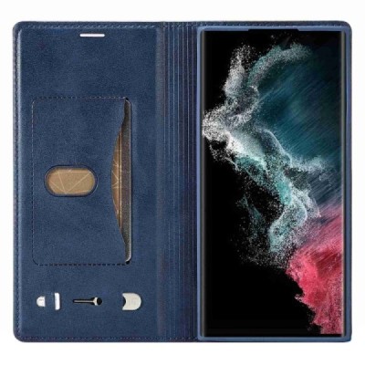 „Lc.Imeeke“ Samsung Galaxy S23 Ultra (SM-S918) mėlynas odinis atverčiamas dėklas | Priedai.lt