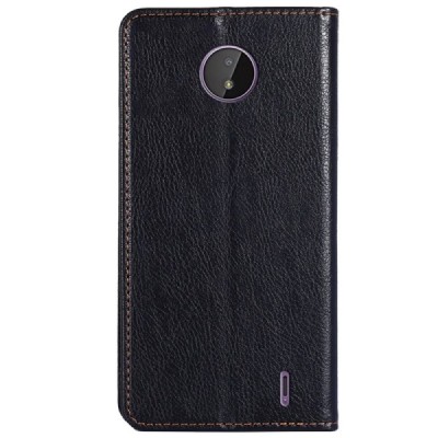 Solidus Nokia C10 (C20) juodas odinis atverčiamas dėklas | Priedai.lt
