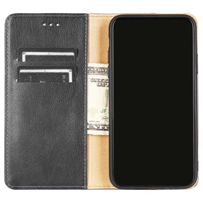 Solidus Nokia C10 (C20) juodas odinis atverčiamas dėklas | Priedai.lt