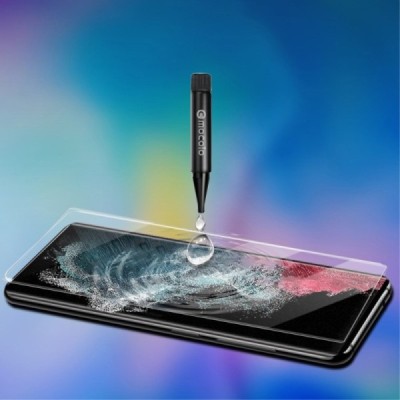 Samsung Galaxy S23 Ultra (SM-S918) „Mocolo“ UV Light Irradiation sustiprintos apsaugos skaidrus pilnai dengiantis apsauginis ekr