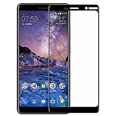 Nokia 7 Plus „Calans“ 9H Tempered Glass sustiprintos apsaugos juodas pilnai dengiantis apsauginis ekrano stiklas 0,26 mm | Pried