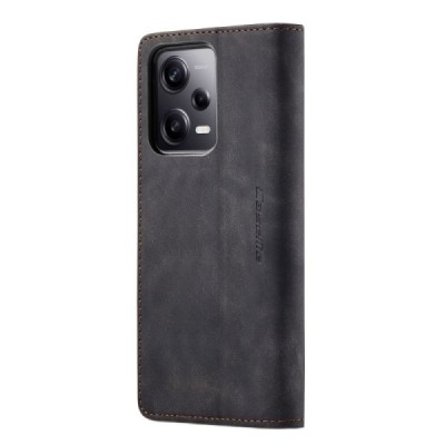 Xiaomi Redmi Note 12 Pro (Poco X5 Pro) CaseMe Retro solidus atverčiamas juodas odinis dėklas - knygutė | Priedai.lt
