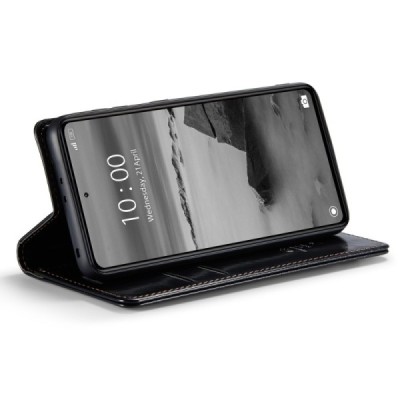 Xiaomi Redmi Note 12 Pro (Poco X5 Pro) „CaseMe“ Leather solidus atverčiamas juodas odinis dėklas - knygutė | Priedai.lt