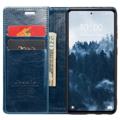 Xiaomi Redmi Note 12 Pro (Poco X5 Pro) „CaseMe“ Leather solidus atverčiamas mėlynas odinis dėklas - knygutė | Priedai.lt