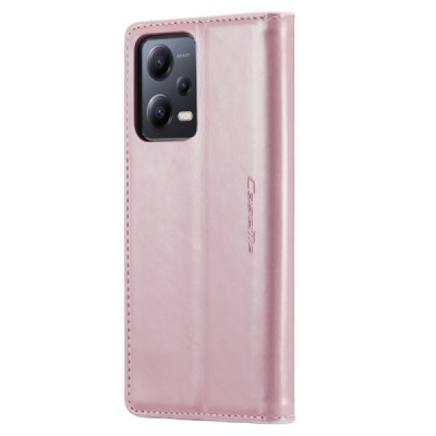 Xiaomi Redmi Note 12 Pro (Poco X5 Pro) „CaseMe“ Leather solidus atverčiamas rožinis odinis dėklas - knygutė | Priedai.lt