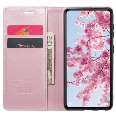 Xiaomi Redmi Note 12 Pro (Poco X5 Pro) „CaseMe“ Leather solidus atverčiamas rožinis odinis dėklas - knygutė | Priedai.lt