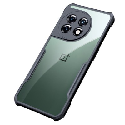 OnePlus 11 „XUNDD“ skaidrus juodos spalvos apvadais kieto silikono TPU akrilo dėklas - nugarėlė | Priedai.lt
