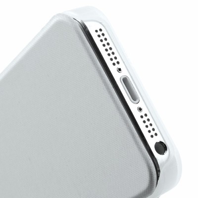 Atverčiamas baltas „S-View“ stiliaus Apple iPhone SE (5, 5s) dėklas / Priedai.lt