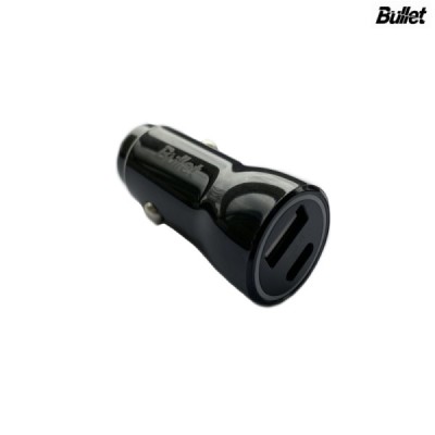 „Bullet“ automobilinis įkroviklis su USB ir Type-C lizdais (3.6A) | Priedai.lt