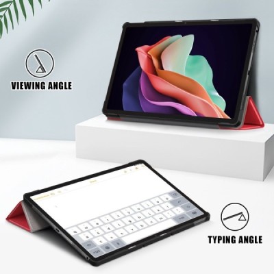 Lenovo Tab P11 11.5" Gen 2 atverčiamas raudonas odinis dėklas (sulankstomas) | Priedai.lt