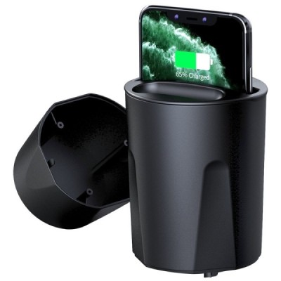 „Fast“ Wireless Charging 4 in 1 automobilinis juodas telefono kroviklis / laikiklis (15W) | Priedai.LT