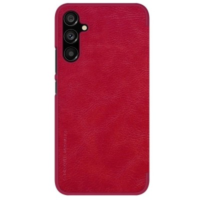 Prabangus „Nillkin“ Qin serijos raudonas odinis atverčiamas Samsung Galaxy A34 5G (SM-A346E) dėklas | Priedai.lt