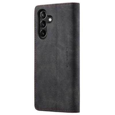 Samsung Galaxy A54 (SM-A546B) CaseMe Retro solidus atverčiamas juodas odinis dėklas - knygutė | Priedai.lt