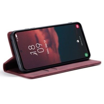 Samsung Galaxy A54 (SM-A546B) CaseMe Retro solidus atverčiamas bordo odinis dėklas - knygutė | Priedai.lt