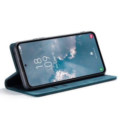 Samsung Galaxy A54 (SM-A546B) CaseMe Retro solidus atverčiamas žalias odinis dėklas - knygutė | Priedai.lt