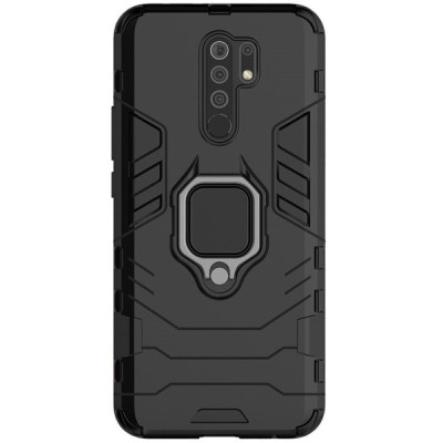 Sustiprintos apsaugos „Kickstand“ Xiaomi Redmi 9 juodas kieto silikono (TPU) ir plastiko dėklas | Priedai.lt