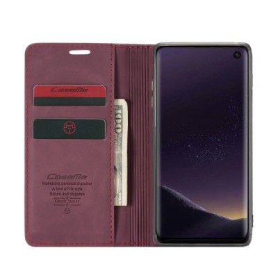 Samsung Galaxy S10e (G970) CaseMe Retro solidus atverčiamas bordo odinis dėklas - knygutė | Priedai.lt