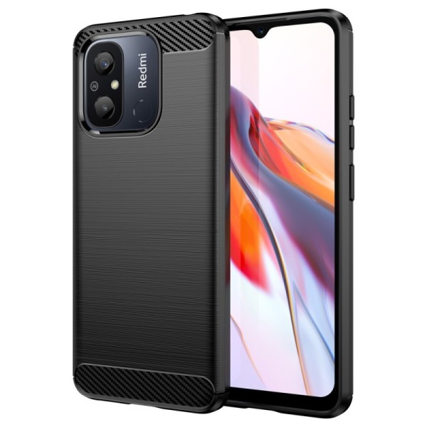 „Carbon“ kieto silikono (TPU) dėklas - juodas (Redmi 12C)