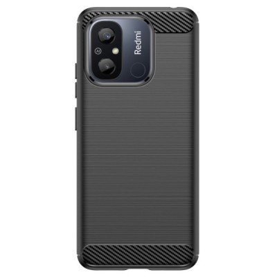 Xiaomi Redmi 12C „Carbon“ kieto silikono TPU juodas dėklas - nugarėlė | Priedai.lt