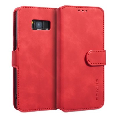 Samsung Galaxy S8 (G950) atverčiamas raudonas odinis retro dėklas - piniginė | Priedai.lt