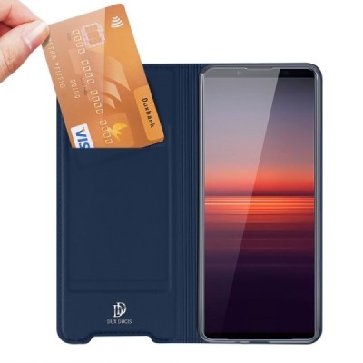 „Dux Ducis“ Skin serijos Sony Xperia 1 IV mėlynas odinis atverčiamas dėklas | Priedai.lt