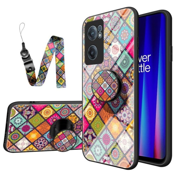 „Pattern“ kieto silikono (TPU) dėklas - spalvotas + raištelis telefonui + laikiklis (OnePlus Nord CE 2)