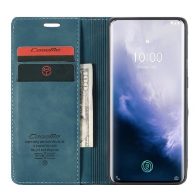 OnePlus 7 Pro CaseMe Retro solidus atverčiamas žalias odinis dėklas - knygutė | Priedai.lt