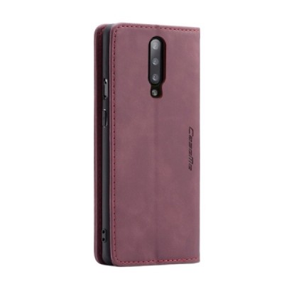 OnePlus 7 Pro CaseMe Retro solidus atverčiamas bordo odinis dėklas - knygutė | Priedai.lt