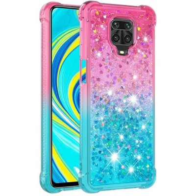 Xiaomi Redmi Note 9 Pro Shine Kickstand kieto silikono TPU mėlynas rožinis dėklas - nugarėlė | Priedai.lt